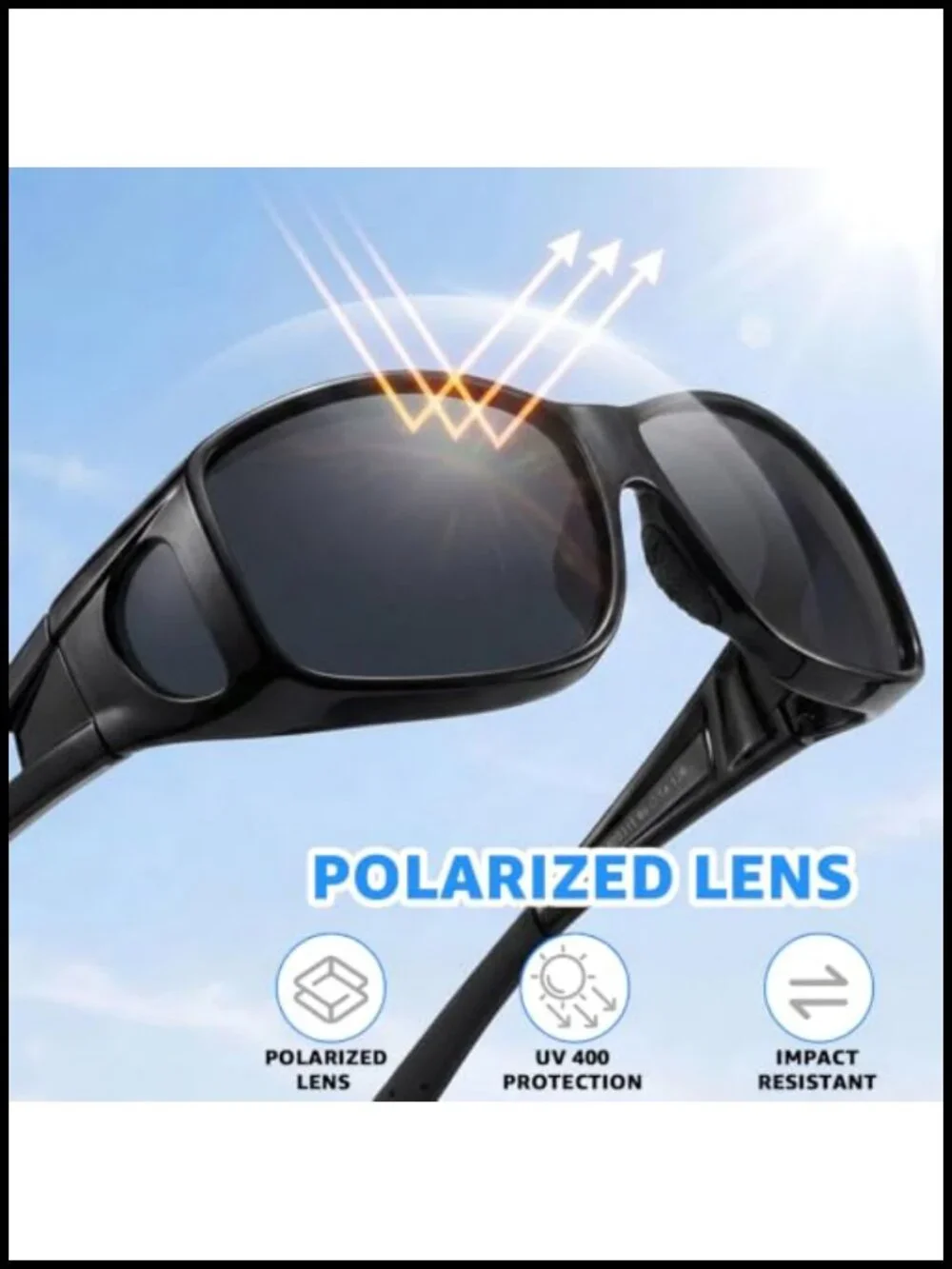 Polarized TAC Lens Fit Over Sunglasses UV400 Protection Wrap Around Unisex